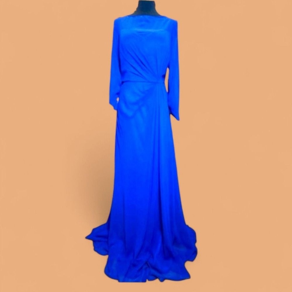 Cinderella Royal Blue Chiffon Long Sleeve Evening Gown Formal Dress F813 NWT